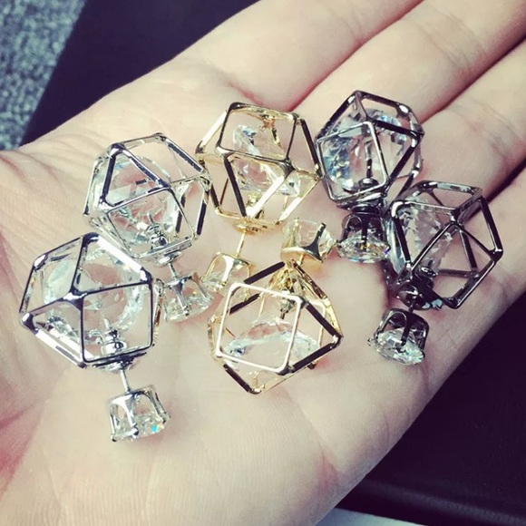 ⚜️[𝟯/$𝟮𝟴]⚜️CZ 925 Silver Geometric Earrings NEW - Picture 7 of 10